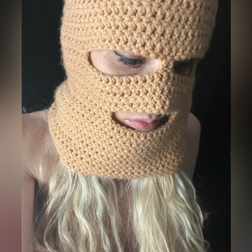 Made by me! 🖤 Crochet Balaclava in Tan
